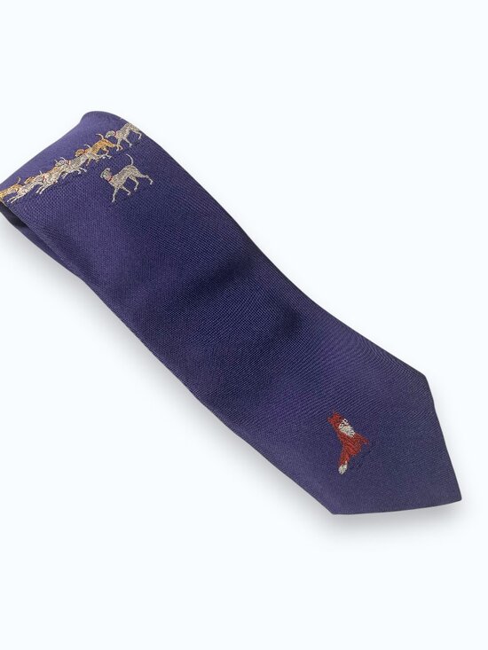 Perry Ellis Other - Perry Ellis Vintage Handmade Embroidered Silk Fox Hunt Tie